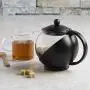 Primula Half Moon Teapot with Removable Infuser, Borosilicate Glass Tea Maker, Stainless Steel Filter, Dishwasher Safe, 40-Ounce, Black