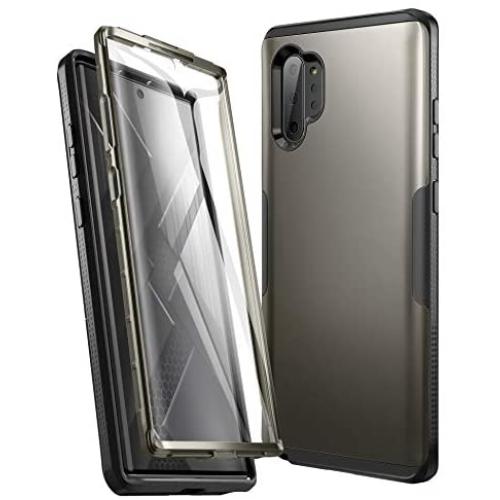 YOUMAKER Case for Samsung Galaxy Note 10 Plus, Built-in Screen Protector with Fingerprint ID Heavy Duty Full Body Shockproof Cover for Galaxy Note 10 Plus 6.8 Inch - Gun Metal/Black