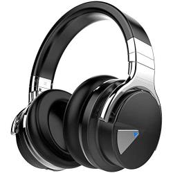 COWIN E7 Active Noise Cancelling Headphones Bluetooth Headphones with Microphone Deep Bass Wireless Headphones Over Ear, Comfortable Protein Earpads, 30 Hours Playtime for Travel/Work, Black