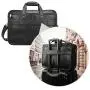 Texbo Mens Solid Full Grain Cowhide Leather Large 17 Inch Laptop Briefcase Messenger Bag Tote with YKK Zippers (Black -Calfskin Leather)