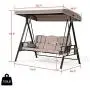 PURPLE LEAF 3-Seat Deluxe Outdoor Patio Porch Swing with Weather Resistant Steel Frame, Adjustable Tilt Canopy, Cushions and Pillow Included, Beige PURPLE LEAF 3-Seat Deluxe Outdoor Patio Porch Swing with Weather Resistant Steel Frame, Adjustable Tilt Canopy, Cushions and Pillow Included, Beige