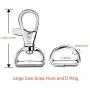Paxcoo 60Pcs Swivel Snap Hooks and D Rings for Lanyard and Sewing Projects (1” Inside Width)