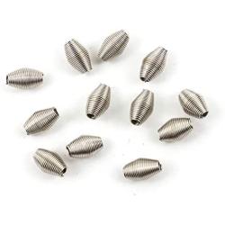 200pcs 7mm Smooth Spring Bicone Oval Rice Spacer Beads Platinum Plated Brass Metal for Jewelry Making CF111-P