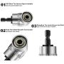 Impact Grade Driver Sockets Adapter Extension Set Drill Bit + Right Angle Driver, 3Pcs 1/4 3/8 1/2'' Universal Socket Adapter Set, 105 Degree Right Angle Screwdriver set Drill Hex Bit Socket Adapter