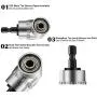 Impact Grade Driver Sockets Adapter Extension Set Drill Bit + Right Angle Driver, 3Pcs 1/4 3/8 1/2'' Universal Socket Adapter Set, 105 Degree Right Angle Screwdriver set Drill Hex Bit Socket Adapter