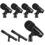 XTUGA New MI7 7-Piece Wired Dynamic Drum Mic Kit (Whole Metal)- Kick Bass, Tom/Snare & Cymbals Microphone Set - Use for Drums, Vocal, Other Instrument Complete with Thread Clip, Inserts, Mics Holder
