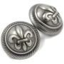 Bezelry 12 Pieces Fleur De LYS Domed Gray Silver Metal Shank Buttons 18mm (11/16 inch)