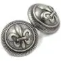 Bezelry 12 Pieces Fleur De LYS Domed Gray Silver Metal Shank Buttons 18mm (11/16 inch) Bezelry 12 Pieces Fleur De LYS Domed Gray Silver Metal Shank Buttons 18mm (11/16 inch)