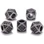 Zircon Pave Rhinestones Big Hole (5 Pcs Black on Gunmetal Diamond Cut Cube Beads (7x7mm)