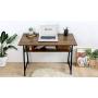 WOHOMO Computer Desk with Shelf, Modern Industrial Writing Desk with Bookshelf for Home Office, Sturdy Metal Frame, Easy Assembly, Rustic Walnut