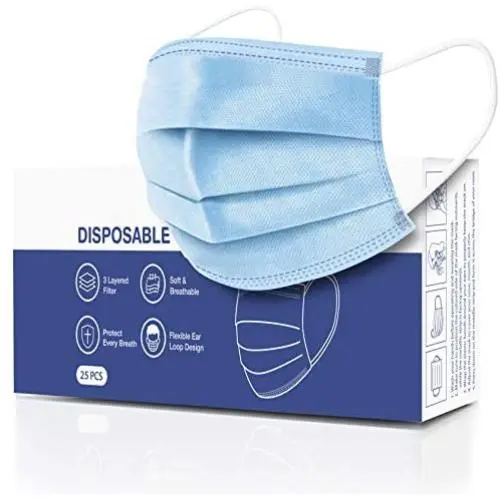 CandyCare Disposable Face Masks, Pack of 25 - Dust Particle 3-Layer Design with Earloop Protective Cover