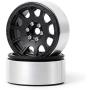 Que-T 2.2'' RC Rock Crawler Metal Alloy Beadlock Wheel Rims for 1/10 Axial Wraith D90 (Black)
