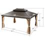 PURPLE LEAF 12 X 16 Outdoor Galvanized Steel Hardtop Double Roof Permanent Gazebo Canopy Aluminum Frame Patio Garden Gazebo with Curtains and Netting