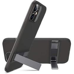 ESR Metal Kickstand Case Compatible with iPhone 12 Mini 5.4-Inch [Patented Two-Way Stand] [Reinforced Drop Protection] [Soft and Flexible Back] - Translucent Black