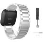 MoKo Band Compatible with Fitbit Versa/Versa 2/Versa lite Edition/Versa Special Edition, Stainless Steel Metal Watch Band Replacement Strap Bracelet - Silver