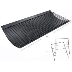 Hisencn 27 inch Ash Pan Repair Parts for Chargriller 1224, 1324, 2121, 2222, 2727, 2828, 2929 Charcoal Grills, Charbroil 17302056, 27'' Drip Pan Grates Replacement Part with 2pcs Fire Grate Hanger