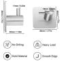 Fulgente Stainless Steel Self-Adhesive Towel Hooks for Bathroom, Damage Free Stick On Bathroom Kitchen Waterproof Wall Hooks for Hanging Heavy Duty Towel Rack Shower Hooks Adhesive, 4 Pack
