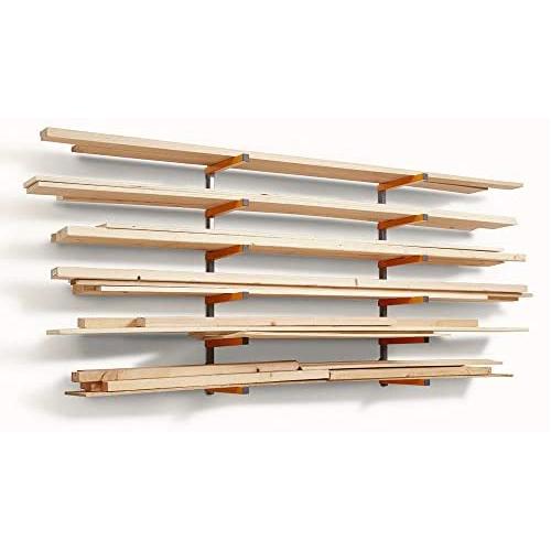 Bora Wood Organizer and Lumber Storage Metal Rack with 6-Level Wall Mount – Indoor and Outdoor Use, In Orange | PBR-001