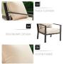 LOKATSE HOME Outdoor Club Chair Patio Metal Dining Sofa with Steel Frame for Porch, Deck, Poolside, Beige Cushions