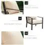 LOKATSE HOME Outdoor Club Chair Patio Metal Dining Sofa with Steel Frame for Porch, Deck, Poolside, Beige Cushions