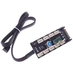 SMAKNÂ PC Fan HUB Temperature-Controlled Supports 10 Ports 12V 3pin / 4pin Fan Cable SATA-Port Power