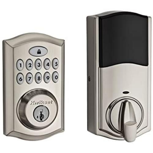 Kwikset 99130-002 SmartCode 913 Non-Connected Keyless Entry Electronic Keypad Deadbolt Door Lock Featuring SmartKey Security, Satin Nickel