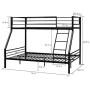 Bonnlo Bunk Bed Twin Over Full Sturdy Metal Bed Frame with Flat Ladder and Guardrail for Adults/Children/Teens, Black