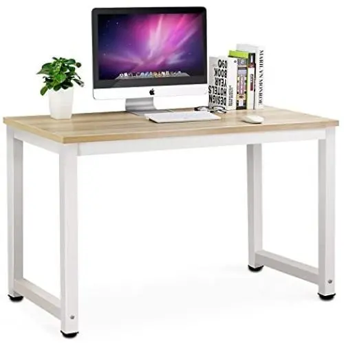 Tribesigns Computer Desk, 47 inch Modern Simple Office Desk Computer Table Study Writing Desk for Home Office, Light Walnut Tribesigns Computer Desk, 47 inch Modern Simple Office Desk Computer Table Study Writing Desk for Home Office, Light Walnut