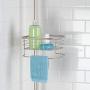 mDesign Metal Bathroom Shower Storage Constant Tension Pole Caddy - Adjustable Height - 4 Positionable Baskets - for Organizing and Containing Hand Soap, Body Wash, Wash Cloths, Razors - Satin