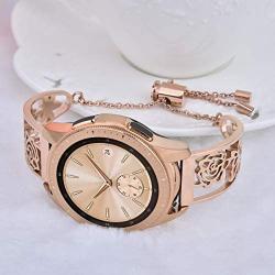 VIGOSS Metal Bracelet Compatible with Galaxy Watch 42mm Bands Rose Gold Women 20mm Luxury Stainless Steel Jewelry Floral Hollow Bangle for Samsung Galaxy Watch 42mm R810/Galaxy Watch Active 40mm R500