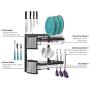 Sorbus Dish Drying Rack, 2-Tier Hanging Wall Mount Drying Organizer Storage Shelf Drainer for Dishes, Bowls, Utensils, Includes Drain Trays and 3 Hooks for Kitchen Sink, Metal (Black)