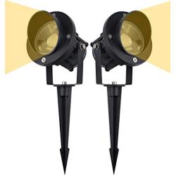 J.LUMI GBS9709 LED Landscape Spotlight with Stake. 9W 120V AC, Flag Spotlight Outdoor, Landscape Lights, 75 watt Replacement, 36'' Cord with Plug, Metal Spike Stand, Not Dimmable (Pack of 2)