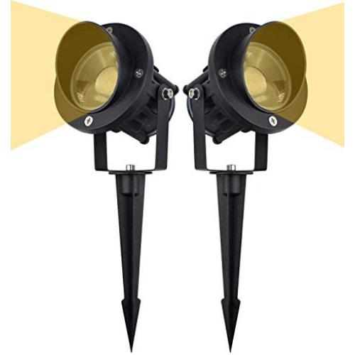 J.LUMI GBS9709 LED Landscape Spotlight with Stake. 9W 120V AC, Flag Spotlight Outdoor, Landscape Lights, 75 watt Replacement, 36'' Cord with Plug, Metal Spike Stand, Not Dimmable (Pack of 2)