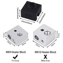 3D Printer Heater Block Silicone Cover, Aokin MK7 MK8 MK9 Silicone Sock for MK7/8/9 3D Printer Hotend Extruder, Creality CR-10, S4, S5, Ender 3, Anet A8, Black, 3 Pcs