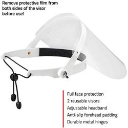 NoCry Safety Face Shield for Men and Women; Lightweight and Durable, with an Adjustable Headband, this Protective Safety Mask comes with 2 Reusable PC Visors