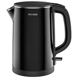 Electric Kettle, Miroco 1.5L Double Wall 100% Stainless Steel BPA-Free Cool Touch Tea Kettle with Overheating Protection, Cordless with Auto Shut-Off