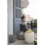 Keter Urban Knit Pouf Ottoman Set of 2 with Storage Table for Patio and Room Décor-Perfect for Balcony, Deck, and Outdoor Seating, Cream & Taupe