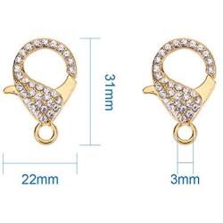 PandaHall Elite 6 Pcs Alloy Lobster Claw Clasps Cord End with Rhinestone 31x22x7mm for Jewelry Making 3 Colors