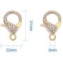 PandaHall Elite 6 Pcs Alloy Lobster Claw Clasps Cord End with Rhinestone 31x22x7mm for Jewelry Making 3 Colors