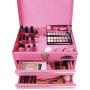 APOLLO TOOLS Pink Metal Tool Box with Deep Top Compartment and 2 Drawers in Heavy-Duty Steel Chest With Ball Bearing Opening And Powder Coated Finish - Pink Ribbon - DT5010P