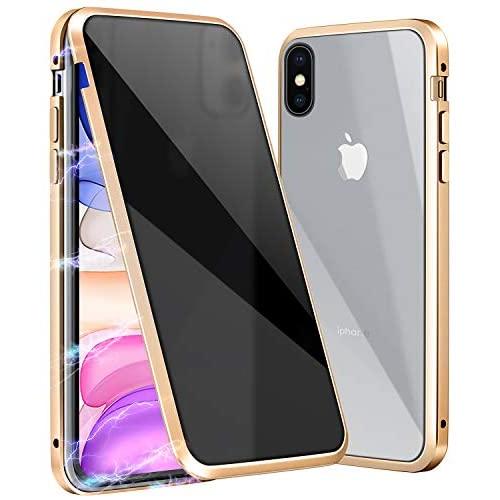 Magnetic Case for iPhone 7plus/8plus, [Anti Peeping Case with Screen Protector & Clear Back][Double Sided Tempered Glass] [Magnet Metal Bumper Frame] Anti-peep Case for iPhone 7plus/8plus