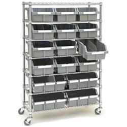 Seville Classics Commerical Grade NSF-Certified Bin Rack Storage Steel Wire Shelving System - 16 Bins - Gray