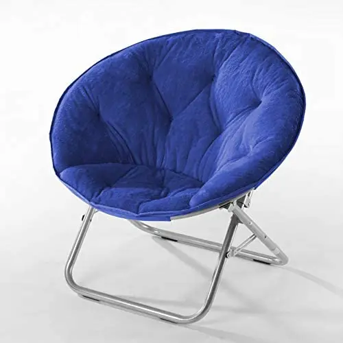 Urban Shop Faux Fur Saucer Chair with Metal Frame, One Size, Blue Urban Shop Faux Fur Saucer Chair with Metal Frame, One Size, Blue