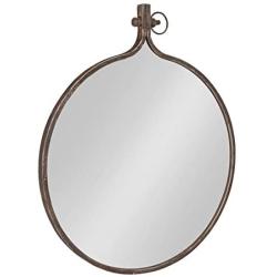 Kate and Laurel Yitro Round Industrial Rustic Metal Framed Wall Mirror, 23.5x28.5, Rustic Metal, Chic Industrial Accent Mirror for Wall