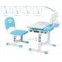 Diroan Kids Functional Desk and Chair Set, Height Adjustable Children School Study Desk with Tilt Desktop, Bookstand, LED Light, Metal Hook and Storage Drawer for Boys Girls (Blue)