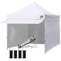 Eurmax 10 x 10 Pop up Canopy Commercial Tent Outdoor Party Canopies with 4 Removable Zippered Sidewalls and Roller Bag with 4 Canopy Sand Bags & 24 Squre Ft Extended Awning(White)