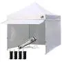 Eurmax 10 x 10 Pop up Canopy Commercial Tent Outdoor Party Canopies with 4 Removable Zippered Sidewalls and Roller Bag with 4 Canopy Sand Bags & 24 Squre Ft Extended Awning(White)