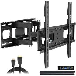 Full Motion TV Wall Mount with Height Setting, JUSTSTONE TV Bracket Fits Most 27-65 Inch LED Flat&Curved TVs,Articulating Swivel Tilt Dual Arms Extension Max VESA 400x400mm and Holds up to 121 LBS