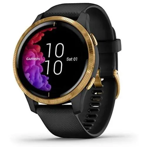 Garmin Venu, GPS Smartwatch with Bright Touchscreen Display, Features Music, Body Energy Monitoring, Animated Workouts, Pulse Ox Sensor and More, Gold with Black Band Garmin Venu, GPS Smartwatch with Bright Touchscreen Display, Features Music, Body Energy Monitoring, Animated Workouts, Pulse Ox Sensor and More, Gold with Black Band