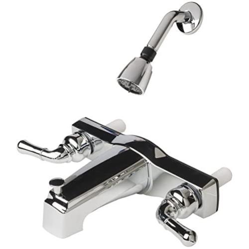 Laguna Brass 3310CP/4010CP Mobile Home Two Handle Non-Metallic 8'' Tub Shower Diverter with Shower Head/Arm/Flange Chrome Finish